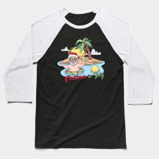 Christmas in July Santa Hawaiian Summer Baseball T-Shirt